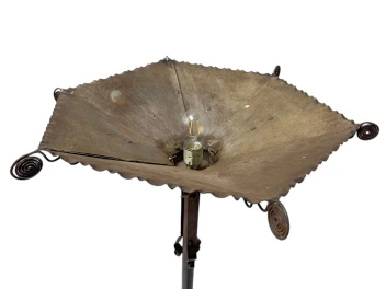 Art Deco Patinated Wrought Iron Floor Lamp, 1930s